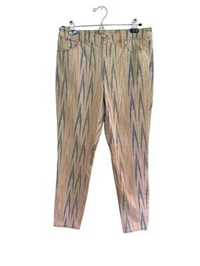 Loft Curvy Skinny Ankle Jeans 6 Multi Color Ikat Pattern Boho Denim